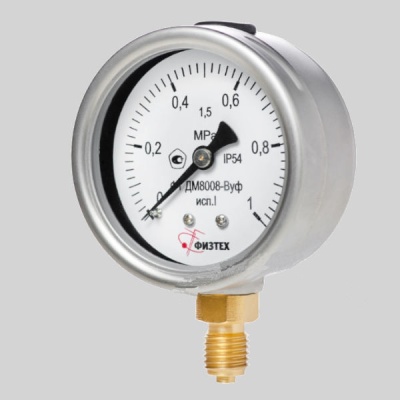 Фотография товара - Манометр виброустойчивый ДМ8008-ВУф исп.1 0- 0,25 МПа кт.1,5 d63 IP54 G1/4 РШ