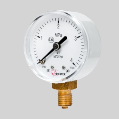 Фотография товара - Манометр газовый сварочный МП2-Уф 0- 0,4 МПа кт.2,5 d50 IP40 М12х1,5 РШ Ац (C2H2)