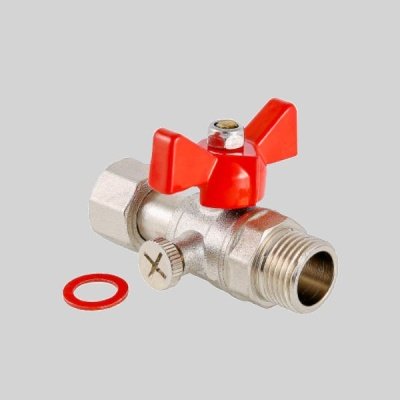 Фотография товара - Кран для подключения манометра VALTEC VT.806.N.0402 1/2"нар. - 1/4"вн