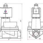 Фотография товара 2 Электромагнитный клапан РОСМА СК-11-15-ВТ-НЕРЖ (PTFE, НЗ,IP65,Ду15,1.6МПа,L69,220AC,180градС)